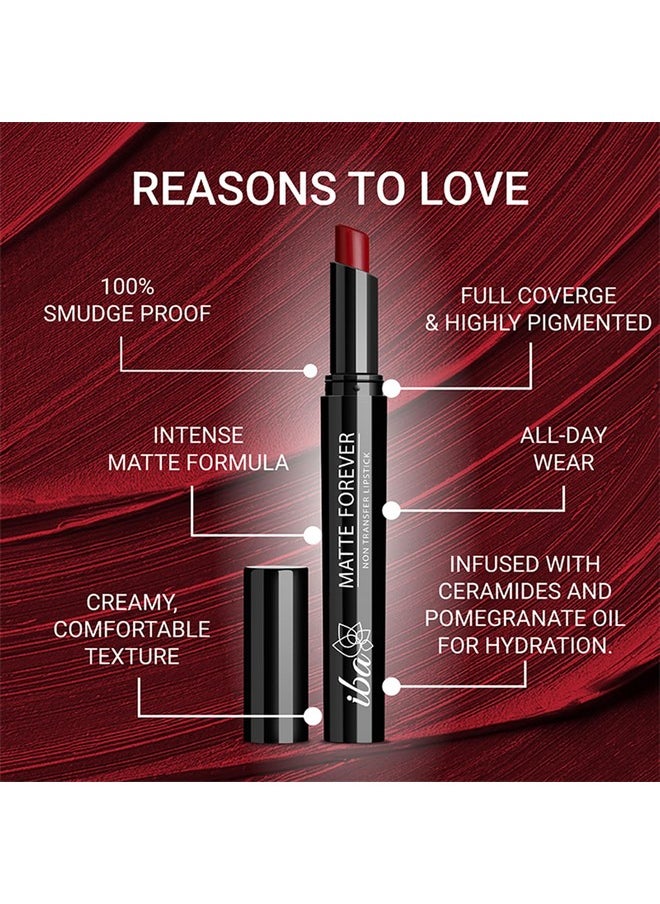 Matte Forever Non-Transfer Lipstick For Women - 07 Maroon Charm | Matte Finish | Highly Pigmented, Smudge-Proof & Lightweight | Non-Sticky And Non-Drying | Lip Makeup | 2G