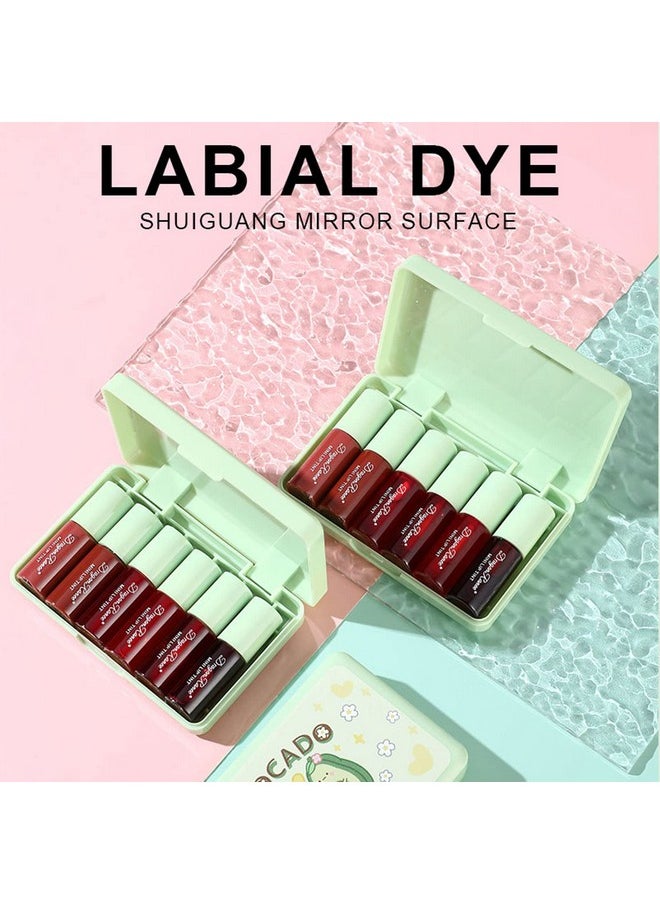 6-Color Korean Lip Tint Set - Watery, Velvet Matte Lipsticks For Lips And Cheeks - Long-Lasting, Non-Stick, Shimmery