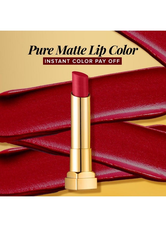 Pure Matte Lipstick | 9 Hours Stay | Waterproof & Highly Pigmented | One Swipe Application - Fresh Brew, 3.3Gm