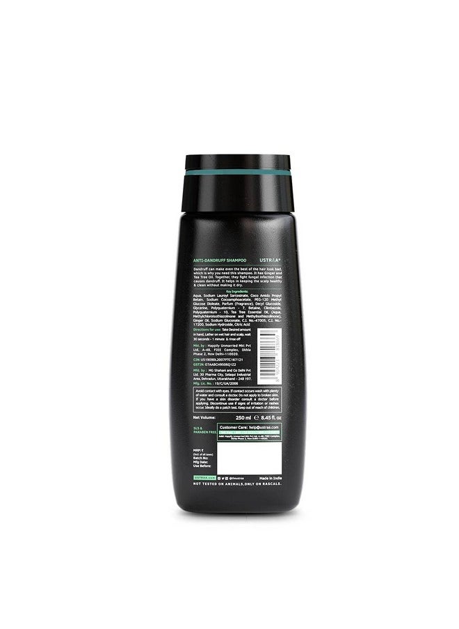 Anti-Dandruff Shampoo 250Ml - With Climbazole, Ginger & Tea Tree Oil, Controls Dandruff, No Sulphates, No Parabens, No Silicone, No Mineral Oil