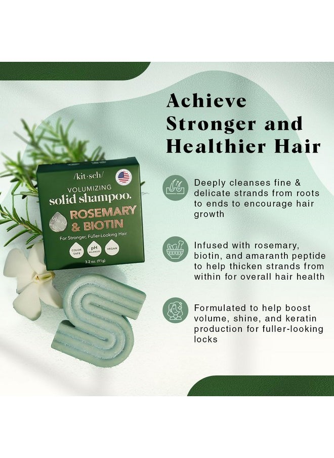 Rosemary & Biotin Volumizing Natural Shampoo Bar For Hair Growth, Strengthening & Thickening Shampoo For All Hair Types, Made In Usa, Vegan, Paraben Sulfate & Cruelty Free Soap