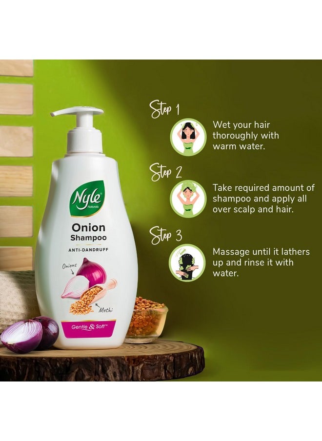 Naturals Onion Anti-Dandruff Shampoo, With Onion And Fenugreek, Gentle & Soft Shampoo, Ph Balanced And Paraben Free, For Men And Women, 800Ml