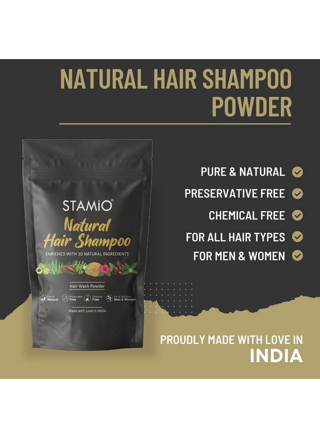 Natural Hair Shampoo Powder 250 Gm|Herbal Hair Wash - Enriched With Amla,Reetha,Shikakai,Bhringraj,Hibiscus,Methi,Brahmi,Jatamansi,Jujube And Aloe Vera|Men&Women|In Pouch 8.82 Oz