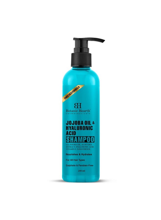Jojoba & Hyaluronic Acid Shampoo With 100% Pure Jojoba Oil & Aloe Extracts | Hydrates Hair & Adds Shine | For Dry & Dehydrated Hair | Shampoo For Women And Men | Sulphate & Paraben Free | 200 Ml