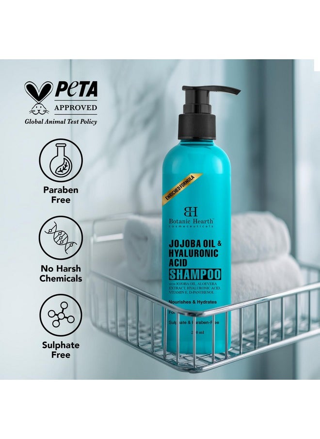 Jojoba & Hyaluronic Acid Shampoo With 100% Pure Jojoba Oil & Aloe Extracts | Hydrates Hair & Adds Shine | For Dry & Dehydrated Hair | Shampoo For Women And Men | Sulphate & Paraben Free | 200 Ml