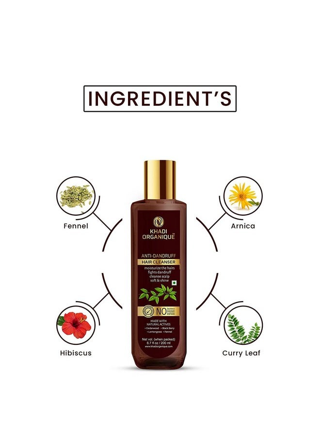 Anti Dandruff Shampoo With Neem, Hibiscus & Rosemary Extract | Reduces Dandruff, Soothes Scalp & Nourishes Hair | Suitable For Women & Men - 200Ml