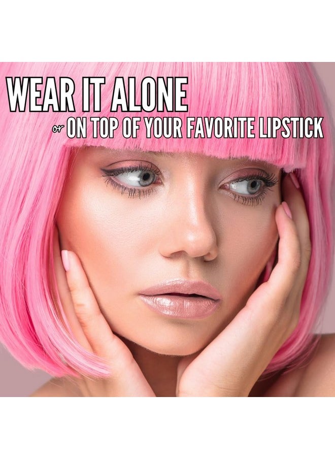 Light Rose Gold Shimmer Lip Gloss, Non-Sticky Finish, Perfect Lip Top Coat - Pinky