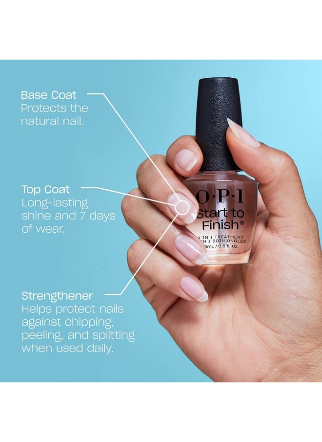 Start To Finish | 3-In-1 Nail Polish Treatment, Base Coat, Top Coat, Nail Strengthener | Vitamin A & E, Vegan Formula