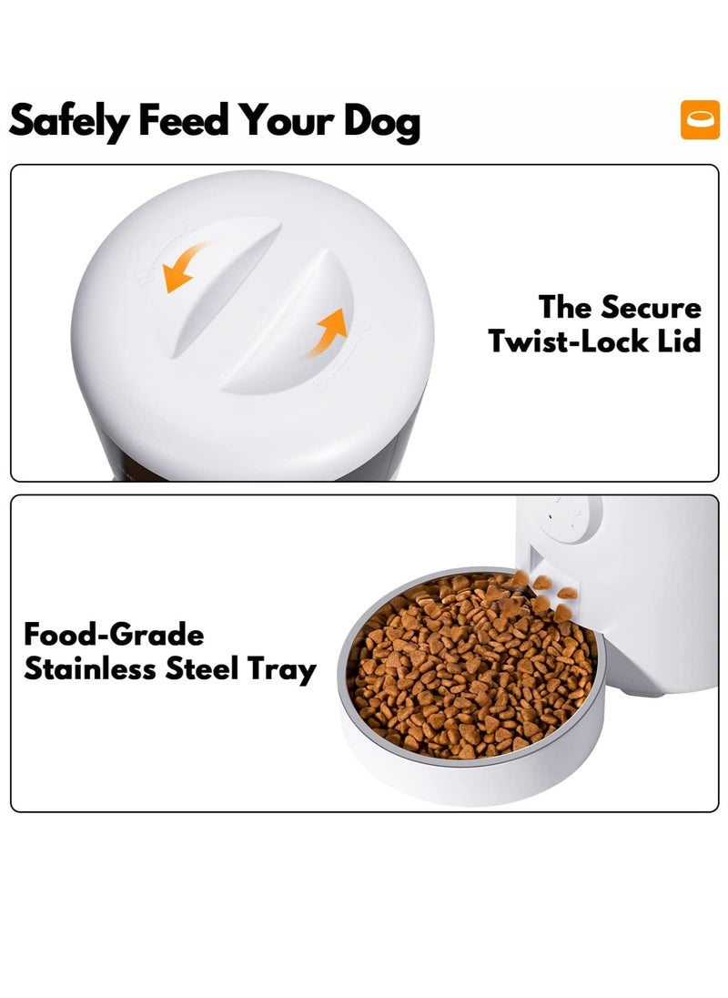 Automatic Cat Feeder, WiFi Cat Feeder with APP Control for Cats and Dogs, 4L Dog Feeder with Stainless Steel Bowl, 15 Meals Per Day, Up to 10s Meal Call for Pets