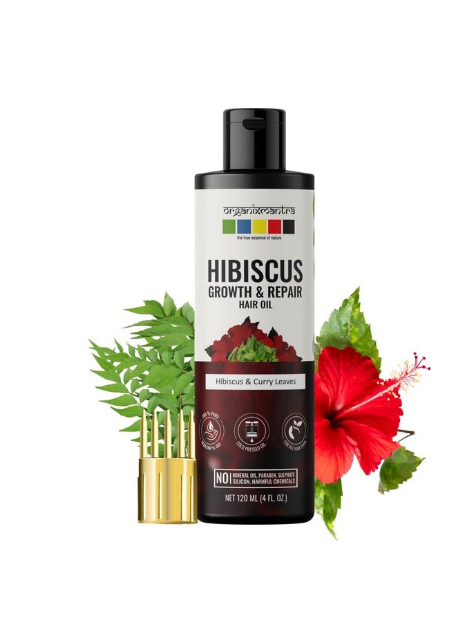 Hibiscus & Curry Leaves Hair Oil | Advanced Follicle Activation | Infused With Bhringraj, Amla, Rosemary, Peppermint & Lavender Oils | Promotes Thicker, Stronger Hair 120Ml