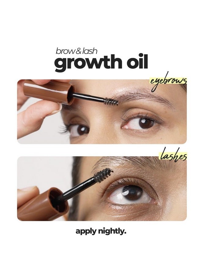 Eyelash & Eyebrow Growth Oil For Overnight Use, Organic & Natural, Infused With Rosemary, Bhringraj & Castor Oil, Nourishes & Promotes Hair Growth, Repairs Hair Follicles, Cruelty-Free, 6Ml