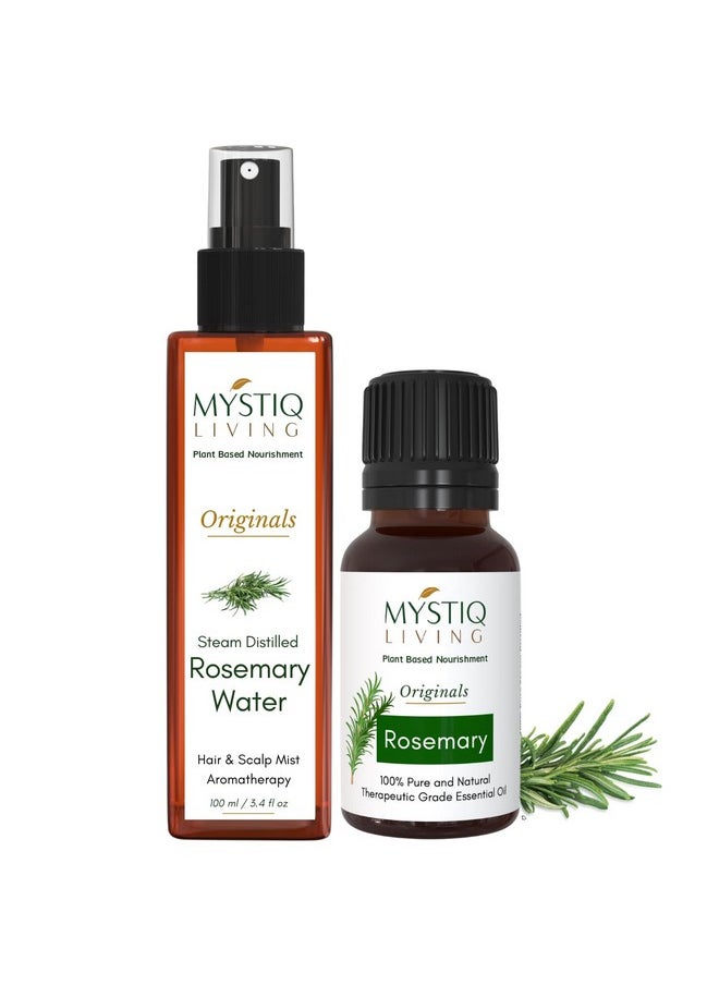 Rosemary Oil, Rosemary Water- Combo (100 Ml + 15 Ml) | Hair Growth With Hair Mist And Essential Oil | 100% Pure & Natural