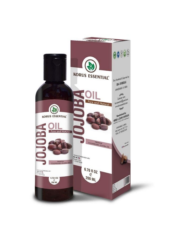 Pure Natural Cold Pressed Jojoba Oil | For Balancing Oily Skin | Natural Makeup Remover | Hair Vitalizer | Natural Lip Balm, 200Ml