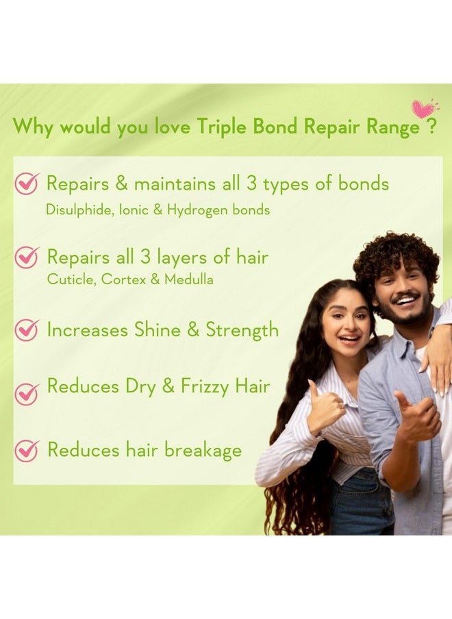 Triple Bond Repair Booster Hair Serum - 10% Aminopeptide Complex - Repairs Damaged & Frizzy Hair 100Ml