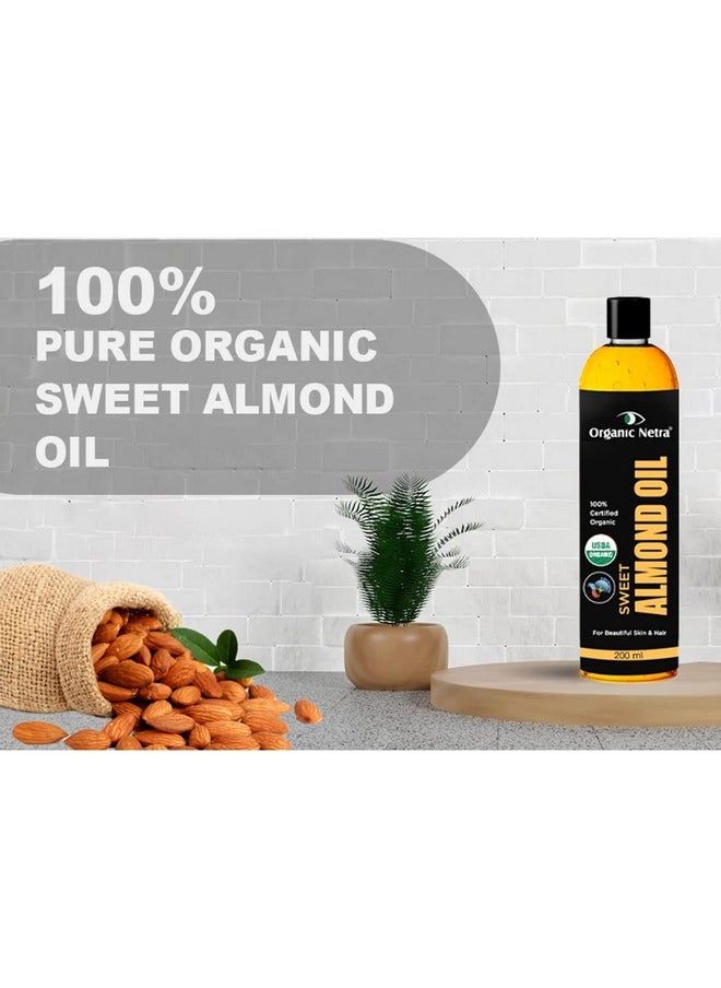 Sweet Almond Oil For Hair And Skin | Pure And Safe | Nourishes Dry And Dull Hair | Enrich With Vitamins And Minerals | Paraben Free | For All Skin Types - 200 Ml