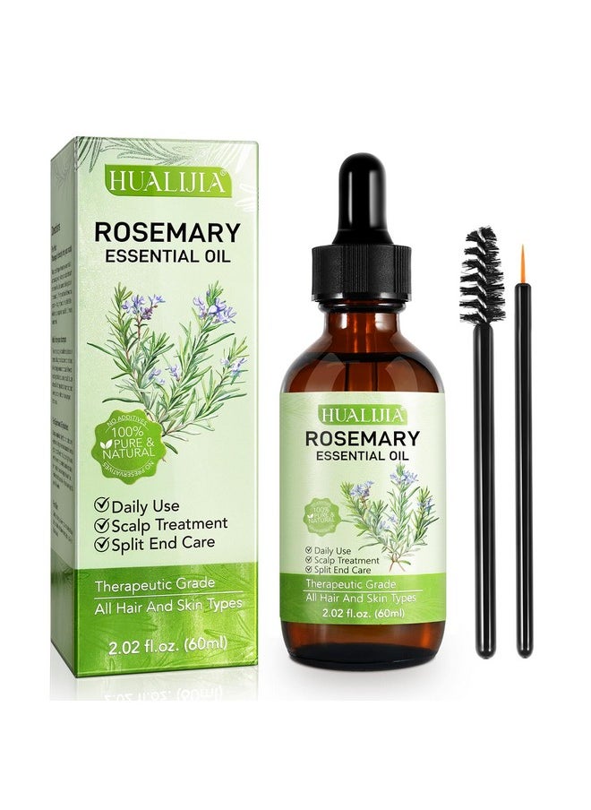 A Hair Oil, 100% Pure Natural Rosemary Essential - 2.02 Fl Oz, Promotes Hair Growth, Reduces Hair Loss, Repairs Damaged , Nourishes Skin, Suitable For All Hair Types