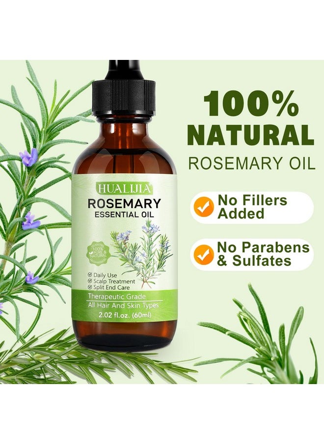 A Hair Oil, 100% Pure Natural Rosemary Essential - 2.02 Fl Oz, Promotes Hair Growth, Reduces Hair Loss, Repairs Damaged , Nourishes Skin, Suitable For All Hair Types