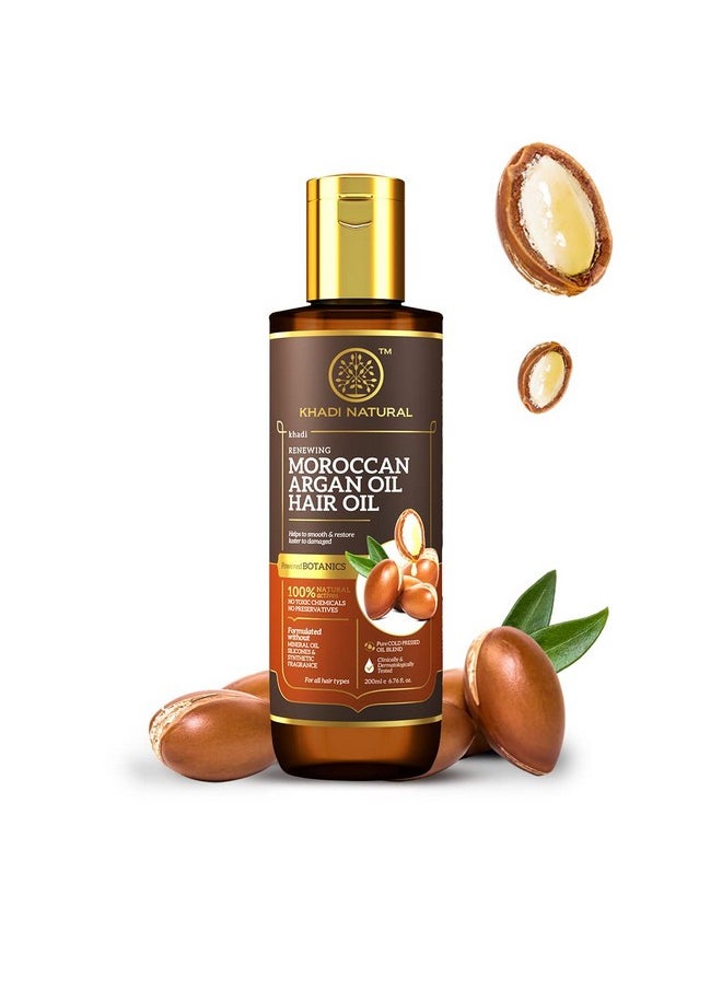 Moroccan Argan Hair Oil | Hair Oil For Frizzy & Unmanageable Hair | Oil That Helps Hair Regain Its Shine| Suitable For All Hair Types | Powered Botanics|200Ml