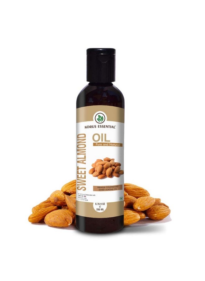 Pure Natural Coldpressed Sweet Almond Oil | For Hair & Skin Care, 200Ml