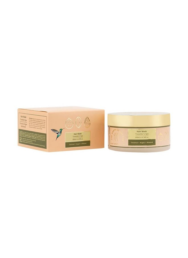 Hair Hydration Mask For Dry And Frizzy Hair | Contains Coconut, Argan & Almond, Restores Shine In Hair With Minimal Effort | Travelers Spa | Pack Of 200 Ml