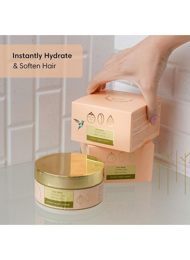 Hair Hydration Mask For Dry And Frizzy Hair | Contains Coconut, Argan & Almond, Restores Shine In Hair With Minimal Effort | Travelers Spa | Pack Of 200 Ml