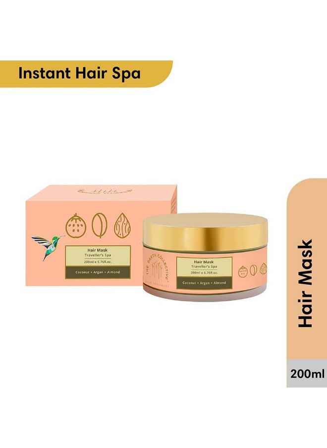 Hair Hydration Mask For Dry And Frizzy Hair | Contains Coconut, Argan & Almond, Restores Shine In Hair With Minimal Effort | Travelers Spa | Pack Of 200 Ml
