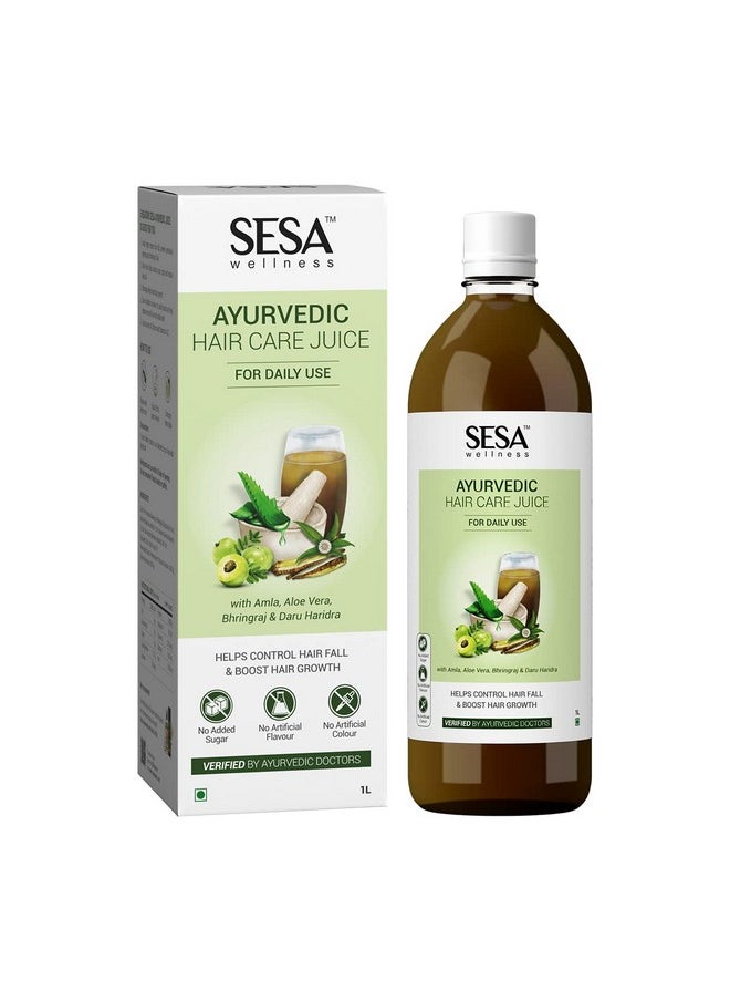 Ayurvedic Hair Care Juice - For Hair Fall Control & Hair Growth - With Bhringraj, Aloe Vera, Amla & Daru Haridra, 1L (Pack Of 1)