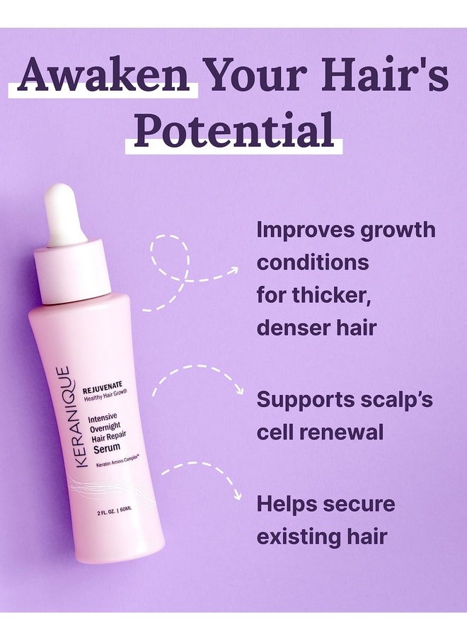 Overnight Hair Serum - Improves Growth Conditions For Thinning Hair - Hydrates Frizzy And Damaged Hair - Keratin Enriched For Women - 2 Oz
