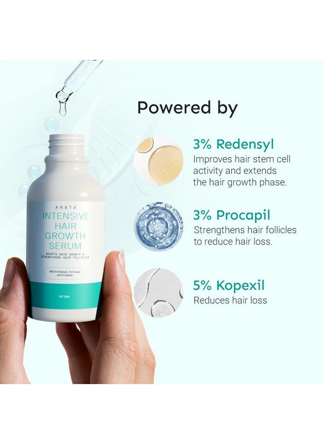 Intensive Hair Growth Serum With 3% Redensyl, 3% Procapil, Onion, Turmeric, Rice Water | Controls Hair Fall, Stimulates Hair Growth, Increases Hair Density | Hair Growth Serum For Men & Women | Pack Of 3 (90Ml)