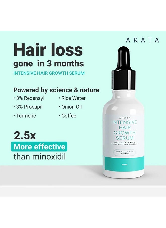 Intensive Hair Growth Serum With 3% Redensyl, 3% Procapil, Onion, Turmeric, Rice Water | Controls Hair Fall, Stimulates Hair Growth, Increases Hair Density | Hair Growth Serum For Men & Women | Pack Of 3 (90Ml)