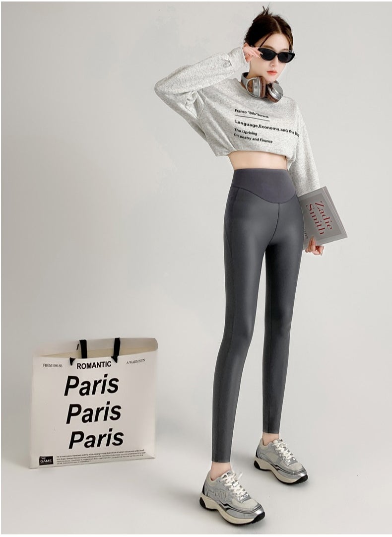 New Skinny Pants High Waist Slimming Tight Stretch Leather Pants