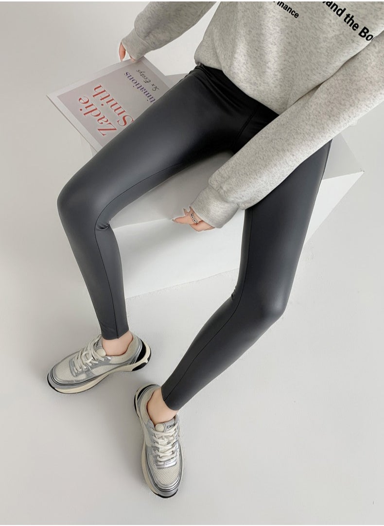 New Skinny Pants High Waist Slimming Tight Stretch Leather Pants