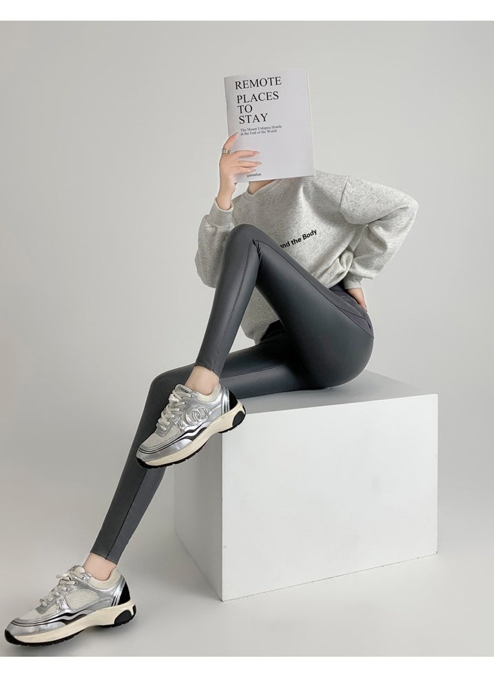 New Skinny Pants High Waist Slimming Tight Stretch Leather Pants