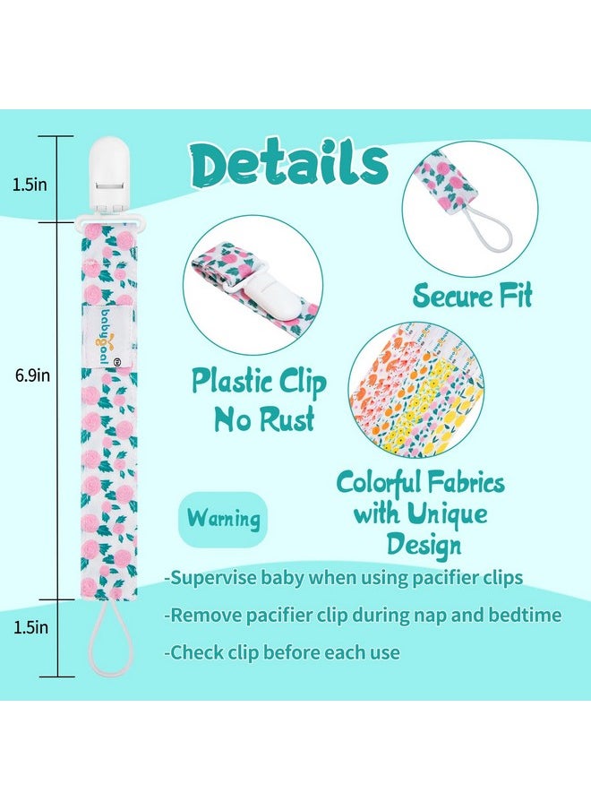 Floral Pacifier Clips, 6 Pack Binky Paci Holder Clips And Leash For Boys And Girls Fits For Most Pacifier, Binkie Styles & Baby Teethers & Toys And Gift 6Ps14