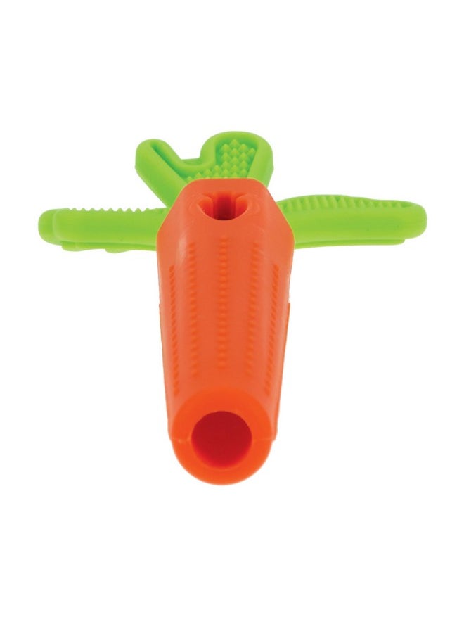 Silicone Carrot Tube Teether - Baby Teething Toy - Massaging Bristles For Sore Gums - 3+ Months