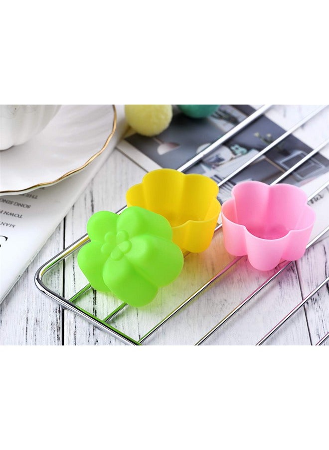 Reusable And Non-Stick Mini Silicone Baking Cups/Muffin Cups/Mini Cupcake Liners/Mini Chocolate Holders/Truffle Cups -24 Pack-6 Vibrant Colors Flower