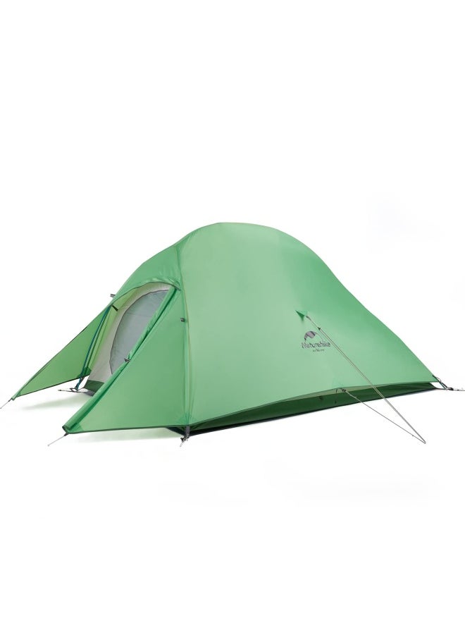 Updated Cloud Up 2 Tent | 2-Person Rectangular Camping Tent | 210T Nylon, Waterproof | (210+60) X 125 X 100 Cm | Features: Ykk Zippers, Full-Coverage Rainfly | Color - Bud Green