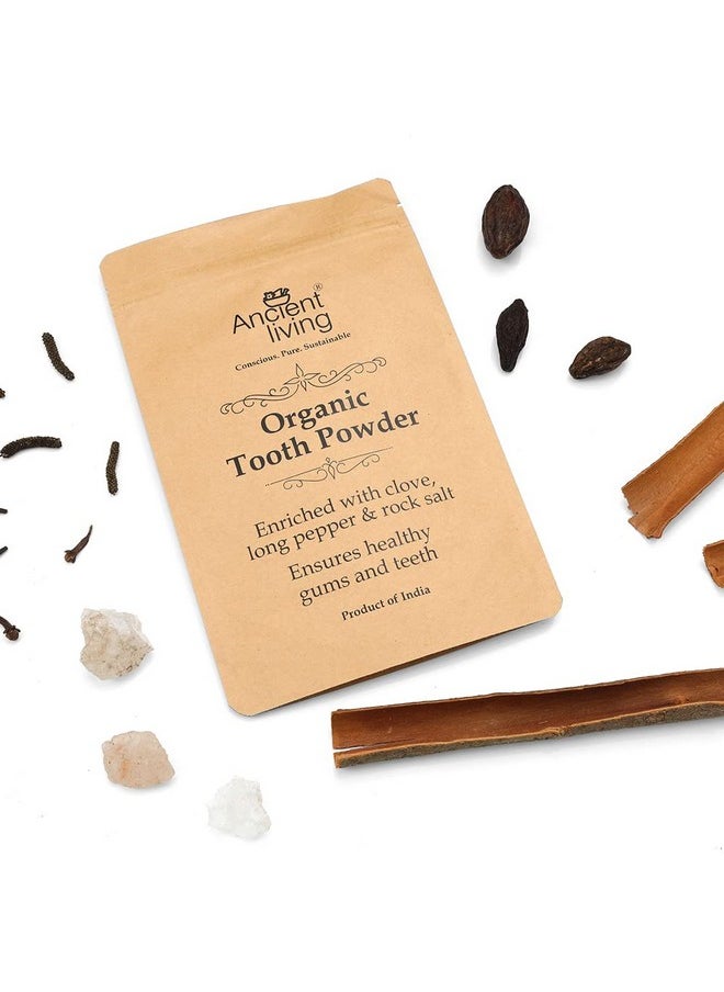 Organic Tooth Powder Pouch - For Healthy Gums And Teeth - Chemical Free - 100 Gm