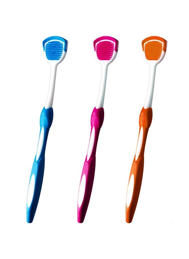 Tongue Brush, Tongue Scraper, Tongue Cleaner Helps Fight Bad Breath, 3 Tongue Scrapers, 3 Pack (Blue & Orange & Red)