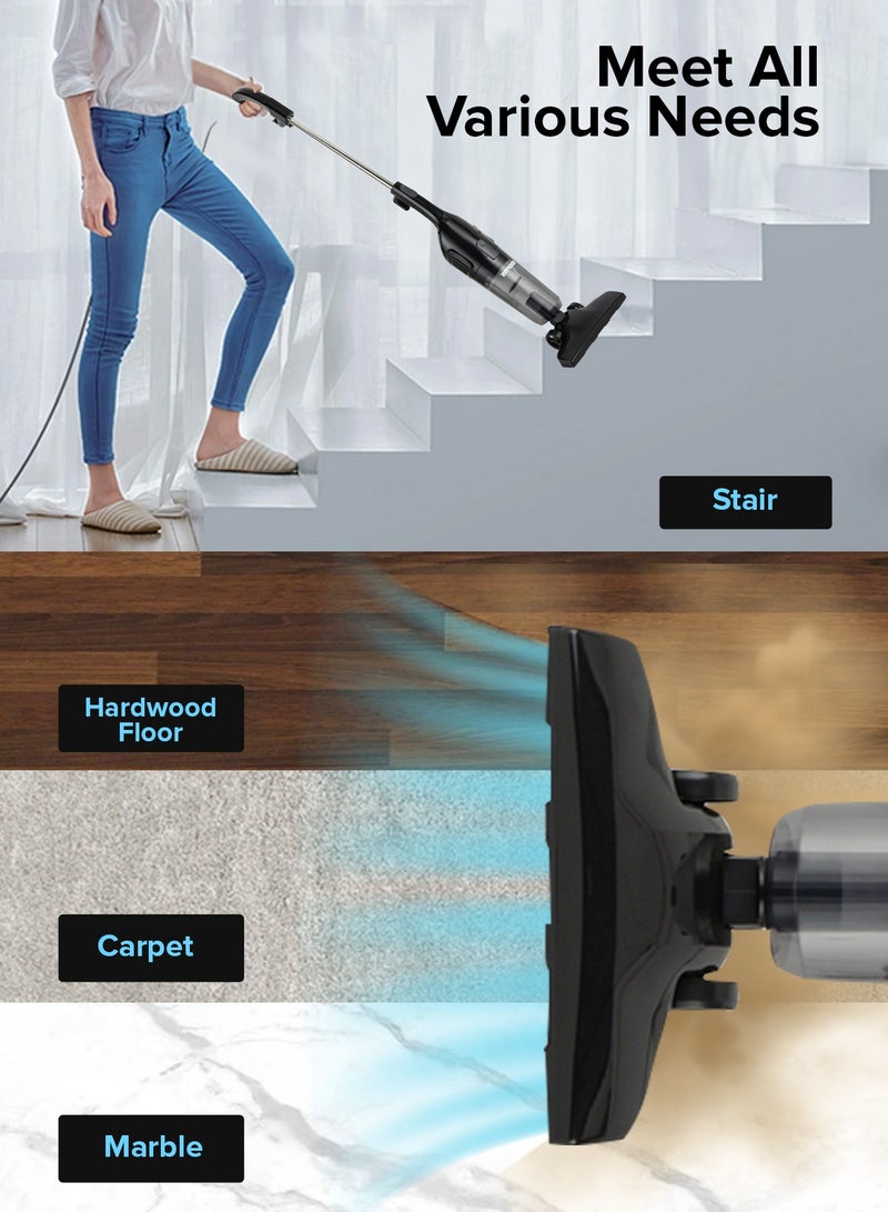 Stick And Handheld Vacuum Cleaner, HEPA Filter, 1.2L Dust Bag Capacity, 600W Powerful Motor, Transparent Dust Cup for Easy Check, Lightweight Body And Low Noise 1.2 L 600 W GVC19055-BK Black