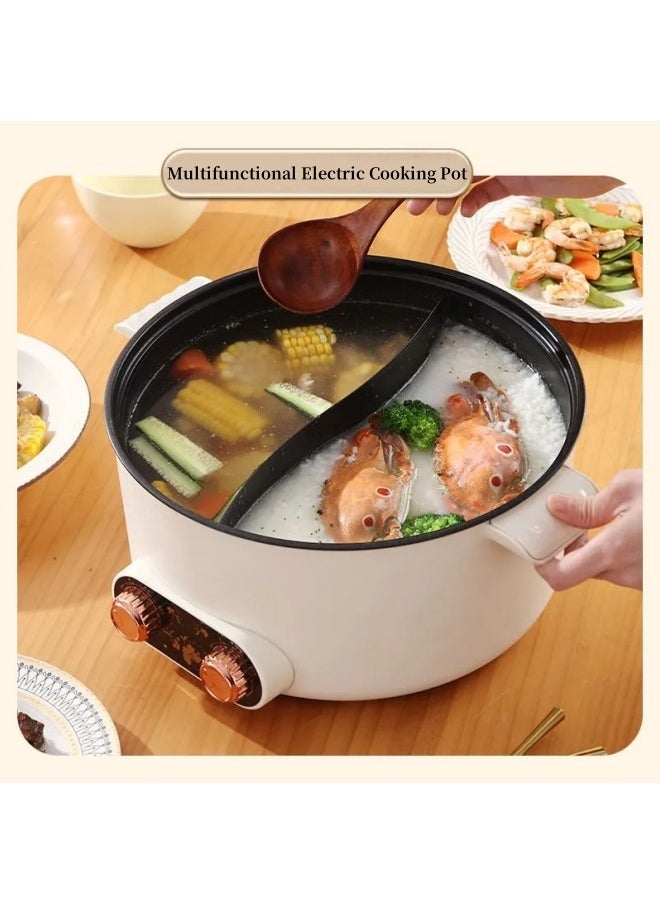 Electric Hot Pot Non-Stick Electric Cooker  5L Multifunctional Portable Pot for Cooking, 1000W Rapid Noodles Electric Pot, Non-Stick Frying Pans for Steak, Egg, Ramen, Oatmeal with Dual Power Adjustment