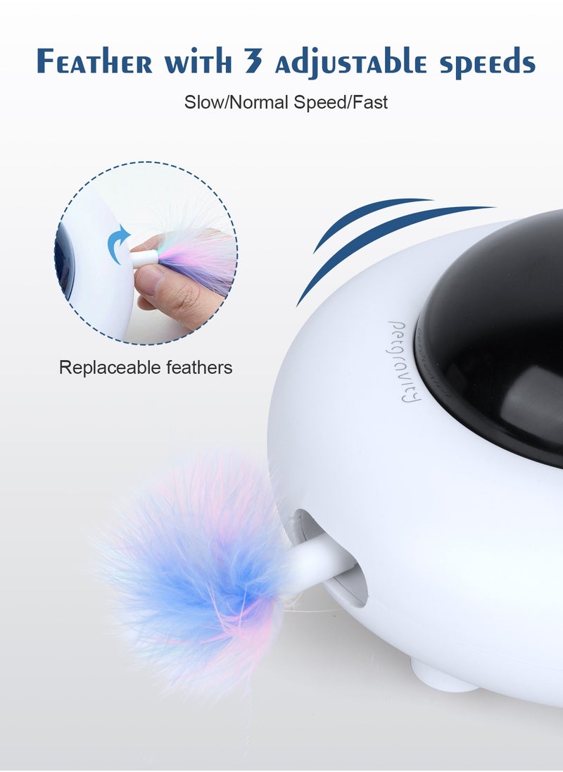 Cat Interactive Toy Kitten Automatic Feather Toy with Hair Collector, Smart Electric Moving Cats Toys 3 Adjustable Modes USB Rechargeable Cat Activated Feather Teaser Toy for Kitty Cat Play Exercise