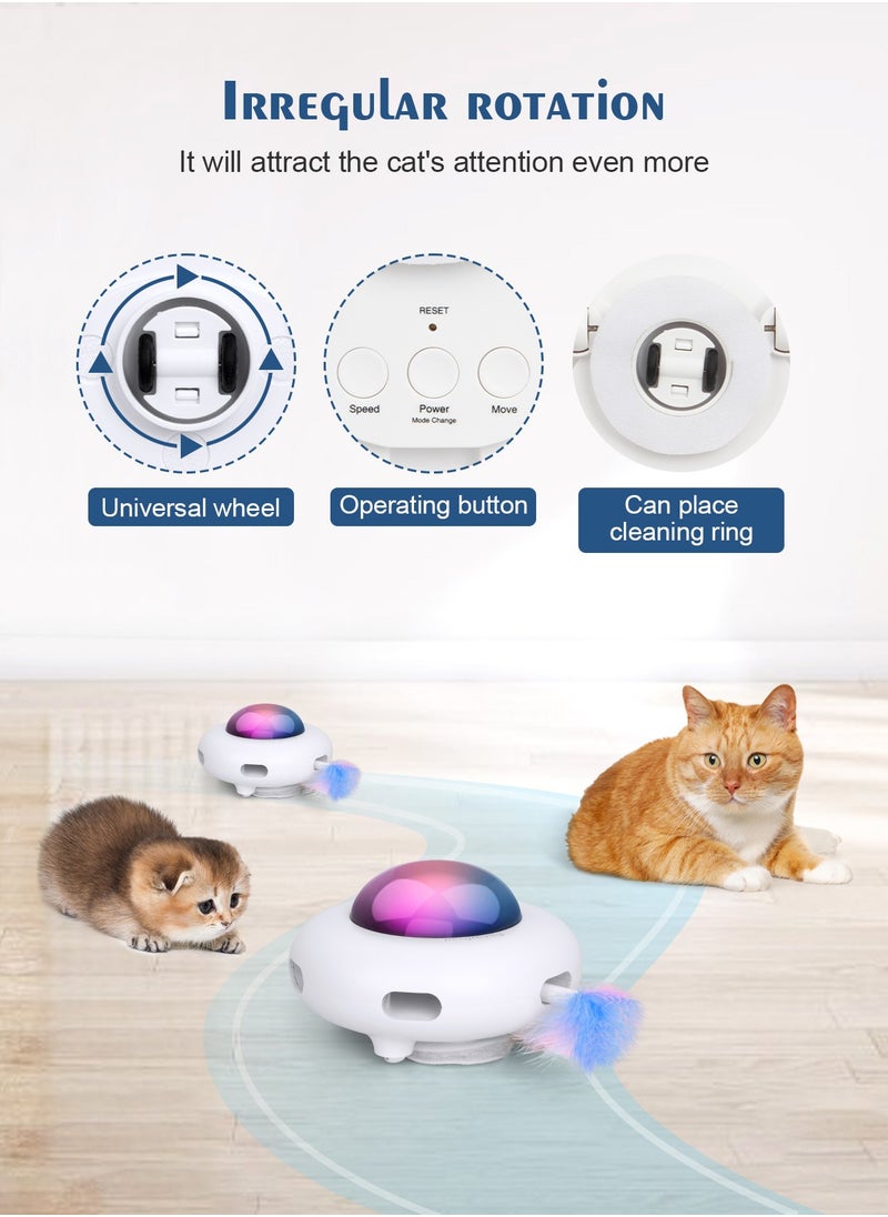 Cat Interactive Toy Kitten Automatic Feather Toy with Hair Collector, Smart Electric Moving Cats Toys 3 Adjustable Modes USB Rechargeable Cat Activated Feather Teaser Toy for Kitty Cat Play Exercise