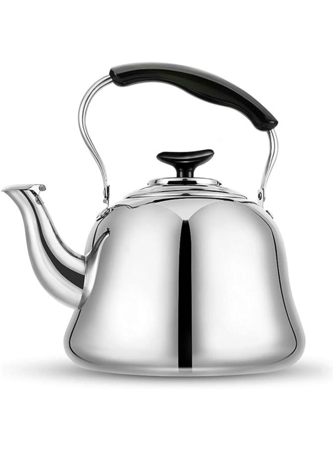 1 Piece Rustproof Premium Stainless Steel Whistling Teapot with Infuser Mirror Finish Coffee Kettle Easy Pour Spout Tea Kettle with Lid and Heat Resistive Ergonomic Handle Induction Compatible Stovetop Safe Teapot 6L