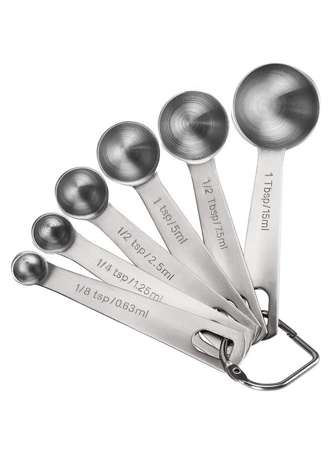 Measuring Spoons, Premium Heavy Duty 18/8 Stainless Steel Measuring Spoons Cups Set, Small Tablespoon With Metric And Us Measurements, Set Of 6 For Measuring Dry And Liquid Ingredients