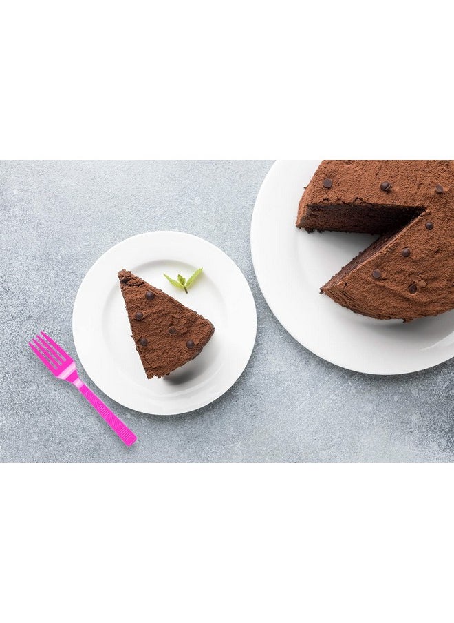 Plastic Cutlery Set, Fuschia Pink Plastic Silverware Sets For Parties, 96 Piece Bulk Heavy Duty Plastic Utensils Set (Fuschia Pink, 96 Pieces)