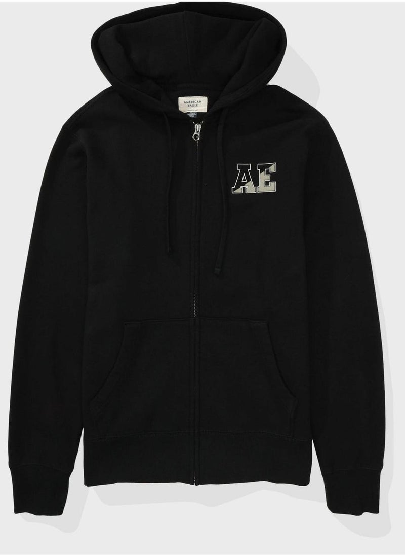 Graphic Zip Through Hoodie