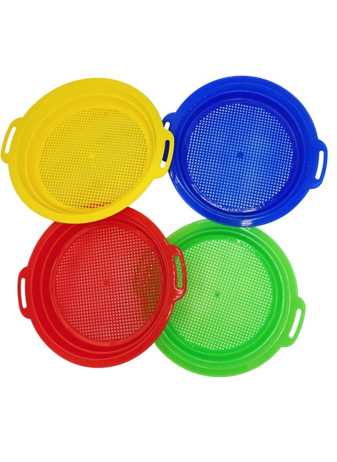 Large Sand Sifter For Sandbox Beach 4 Pack - Sand Sifter For Shark Teeth, Rock, Plastic - Beach Toys, Sand Toys For Sandbox Kids & Toddlers