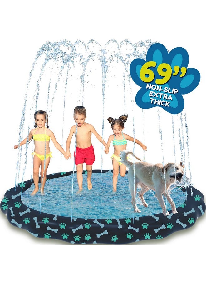 Non Slip Splash Pad For Kids & Dogs, 69’’ Extra Large Splash Pad Sprinkler For Kids, Dog Water Summer Toys - Great Outdoor Toys For Toddlers 1-3 And Kids Ages 4-8, Baby Pool For Backyard