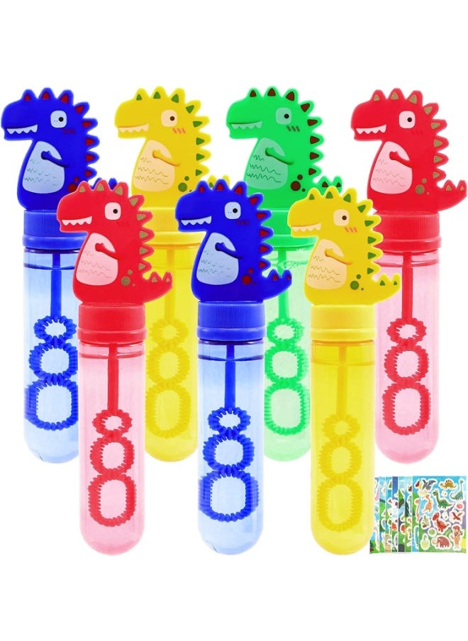 24Pcs Dinosaur Bubble Wands,Bubble Wand Bulk for Kid,Dino Bubbles Party Favors for Boys Girls,Assortment Color Bubbles Wands for Dino Themed Birthday Gift Outdoors Activity with 8 Dinosaur Stickers